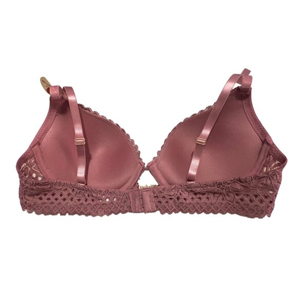Juicy Couture 34C Pink Lace Push-Up Bra Adj Straps Sweetheart Charm Accent - Picture 3 of 16